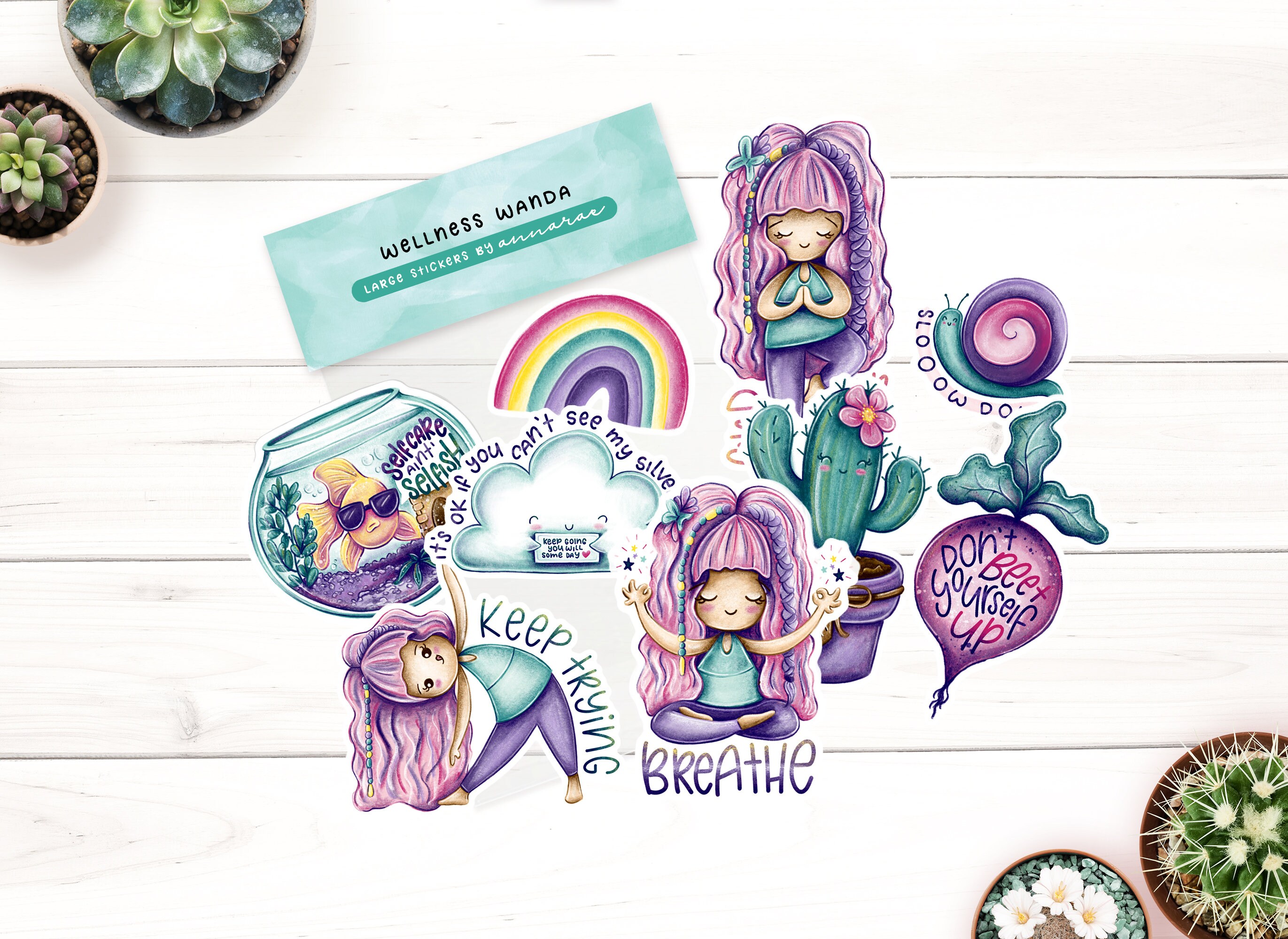 Wellness Wanda Large Stickers Wellness Stickers Wellness | Etsy