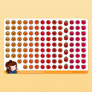 Pegatinas Emoji - Ira - Hoja de pegatinas de seguimiento del estado de ánimo para planificadores y diarios