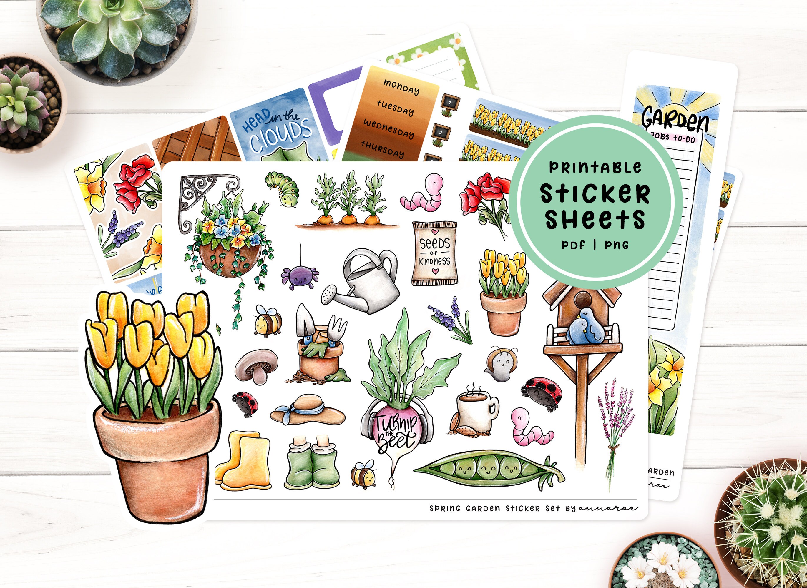 Spring Garden Sticker Set Digital Gardening Stickers Etsy