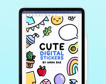 Cute Digital Stickers - Goodnotes File and Cropped PNG Stickers included