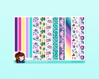 Wellness Washi Strip Stickers - Self-Care and Mental Health Sticker Sheets for Planners and Journals
