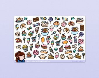 Sweet Treat Stickers - Cute Meal Planning Sticker Sheet for Planners and Journals