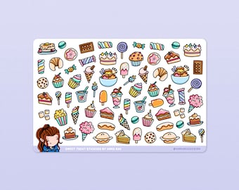 Stickers Zoete lekkernijen: stickervel maaltijdplanning voor planners en tijdschriften