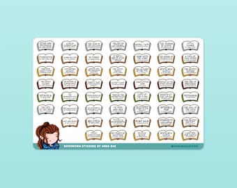 Reading Planner Stickers - Bookworm Stickers, Reading Journal Trackers, Book Review, Monthly Reads, Classic Books