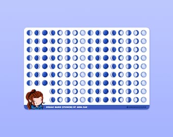 Moon Tracker Stickers - Lunar Cycle Sticker Sheets for Planners and Journals