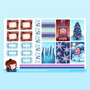 Pegatinas de Winter Wishes Planner Box - Lindas hojas de pegatinas del País de las Maravillas de Invierno para cuadernos y diarios