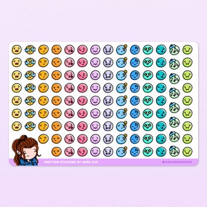 Pegatinas de emoji, Varios, Hoja de pegatinas de seguimiento del estado de ánimo para planificadores y diarios