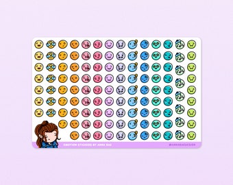 Emoji Stickers - Various - Mood Tracking Sticker Sheet for Planners and Journals