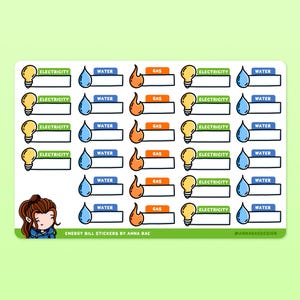 Pegatinas para el planificador de facturas de energía: hojas de pegatinas para el seguimiento del presupuesto para libros y cuadernos de contabilidad