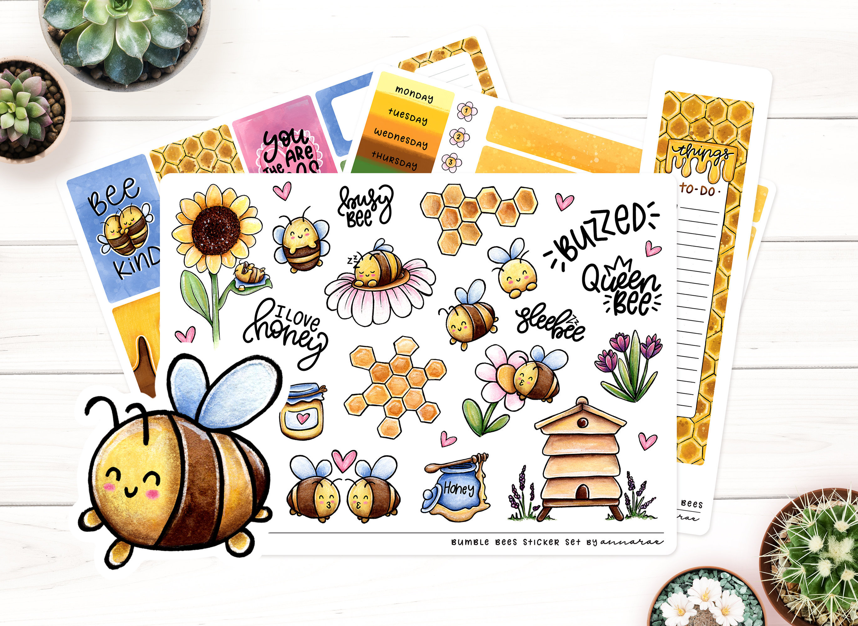 Bumble Bee Planner Sticker Weekly Kit with Functional and Etsy