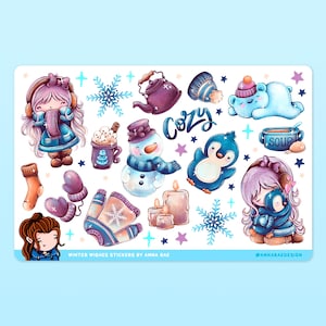 Kit de pegatinas Winter Wishes Planner - Lindas hojas de pegatinas Winter Wonderland para cuadernos y diarios