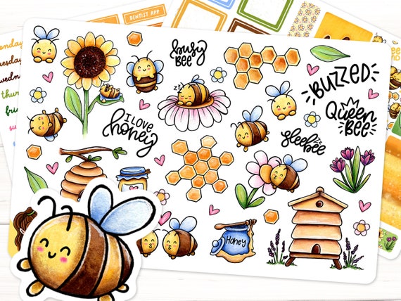 Bumble Bee Stickers Leuke stickervellen voor planners en dagboeken