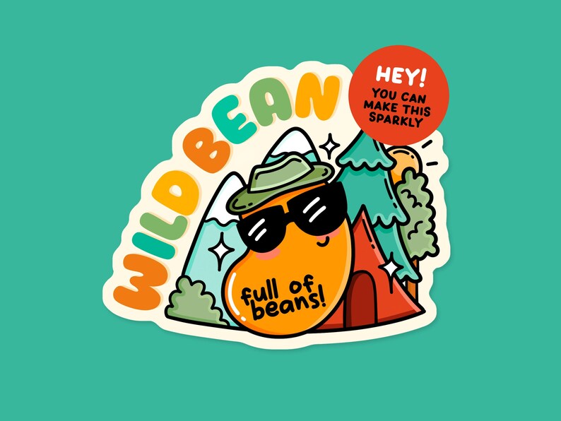 Rarest Sticker Bean Wild Bean Sticker - Funny Baked Beans Die Cut Vinyl Decal, Holographic ...