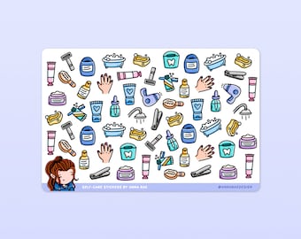 Self-Care Stickers - Personal Hygiene Sticker Sheet for Planners and Journals