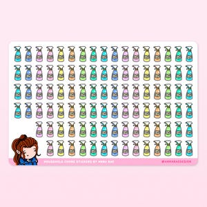 Stickers pastels pour agenda en vaporisateur - Feuilles d'autocollants pour tâches ménagères pour journaux et cahiers