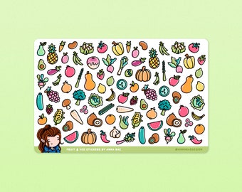 Fruit & Veg Stickers - Cute Meal Planning Sticker Sheet for Planners and Journals