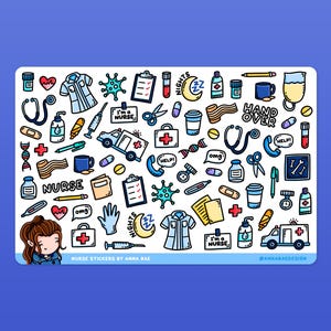 Sticker infirmière - Stickers agenda pour personnel de santé, étudiantes infirmières, future infirmière, apprentie infirmière, stickers pour ordinateur portable