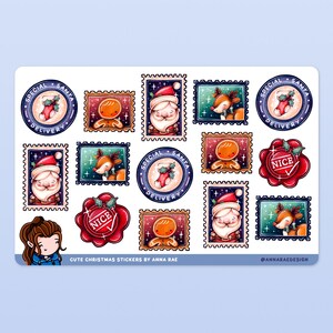 Pegatinas de sellos navideños: pegatinas hechas a mano para cartas a Papá Noel, correo al Polo Norte, correo feliz de Navidad
