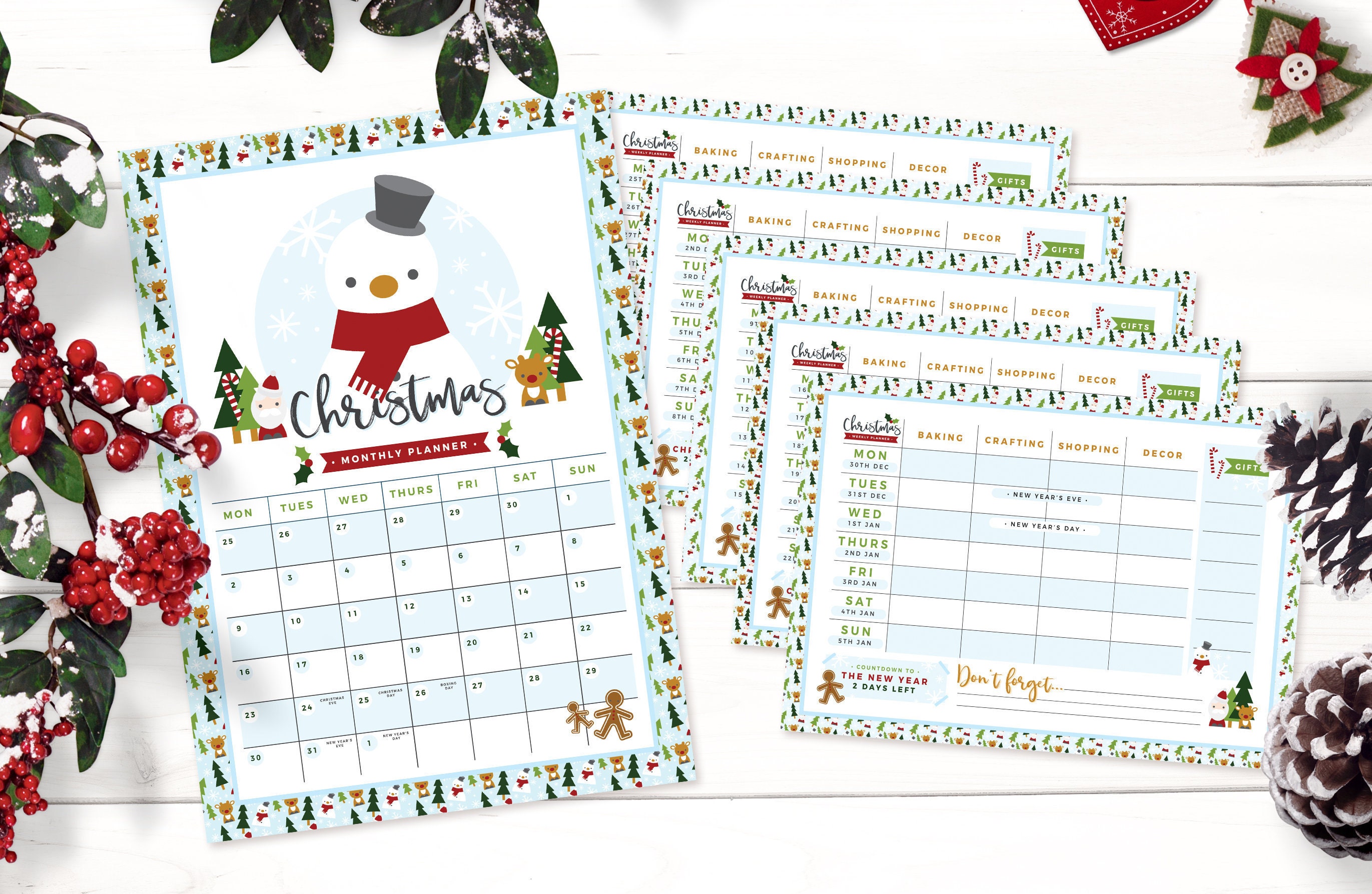 Christmas Weekly Planner Christmas Calendar Christmas | Etsy