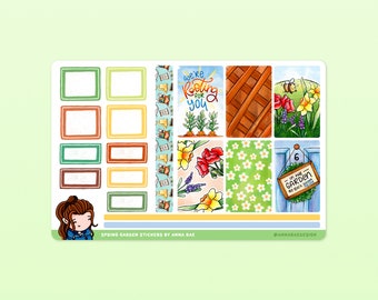 Spring Garden Box Stickers - Gardening Sticker Sheets for Planners and Journals