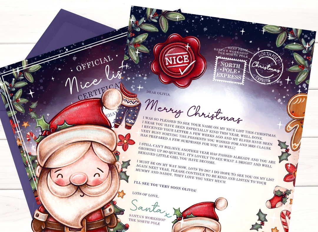Letter From Santa and Nice List Certificate Editable Template Bundle ...