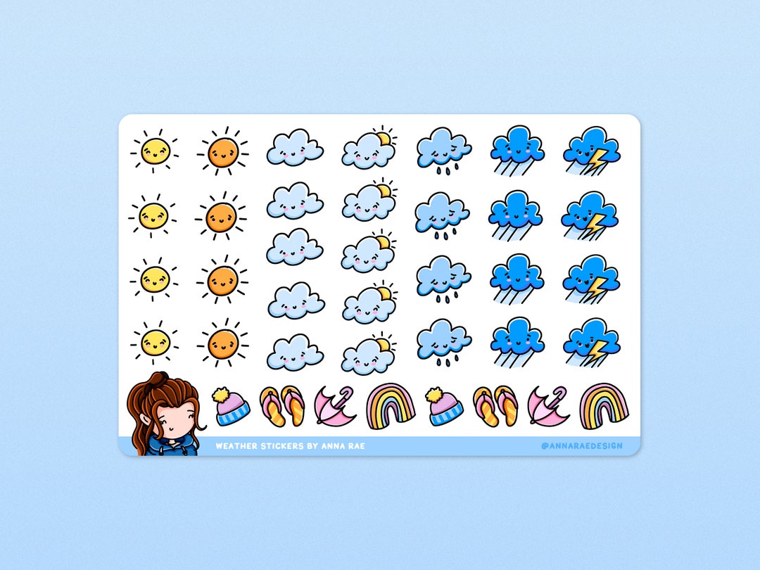 Weather Wizard Sticker Weather Stickers - Weather Tracking Sticker Sheet for Planners and ...