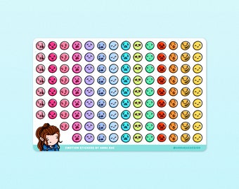 Emoji Stickers - Mood Tracking Sticker Sheet for Planners and Journals