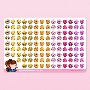 Pegatinas de emoji, Feliz, Hoja de pegatinas de seguimiento del estado de ánimo para planificadores y diarios