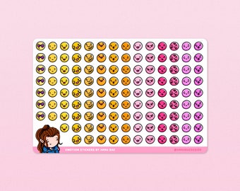 Emoji Stickers - Happy - Mood Tracking Sticker Sheet for Planners and Journals
