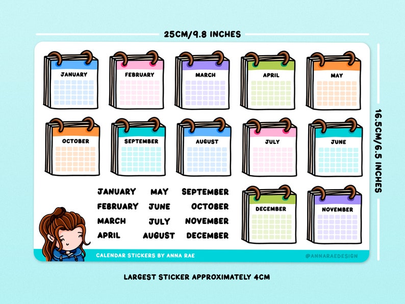 Calendar Stickers - Months of the Year Sticker Sheet for Planners and ...