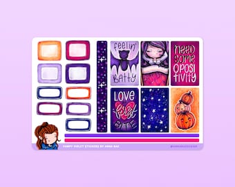 Vampire Planner Box Stickers - Cute Halloween Sticker Sheets for Planners and Journals