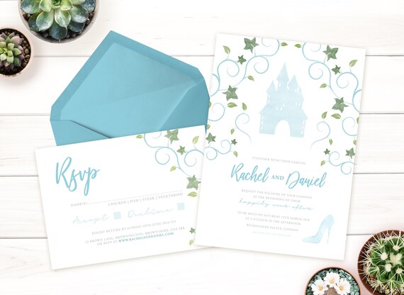 Cinderella Fairy Tale Wedding Invitation Suite Printable Etsy