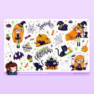 Wendee Witch Planner Sticker Kit - Halloween Sticker Sheets for Planners and Journals