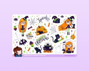Wendee Witch Planner Sticker Kit - Halloween Sticker Sheets for Planners and Journals