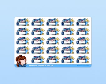 Movie Night Stickers - Film Sticker Sheet for Planners and Journals