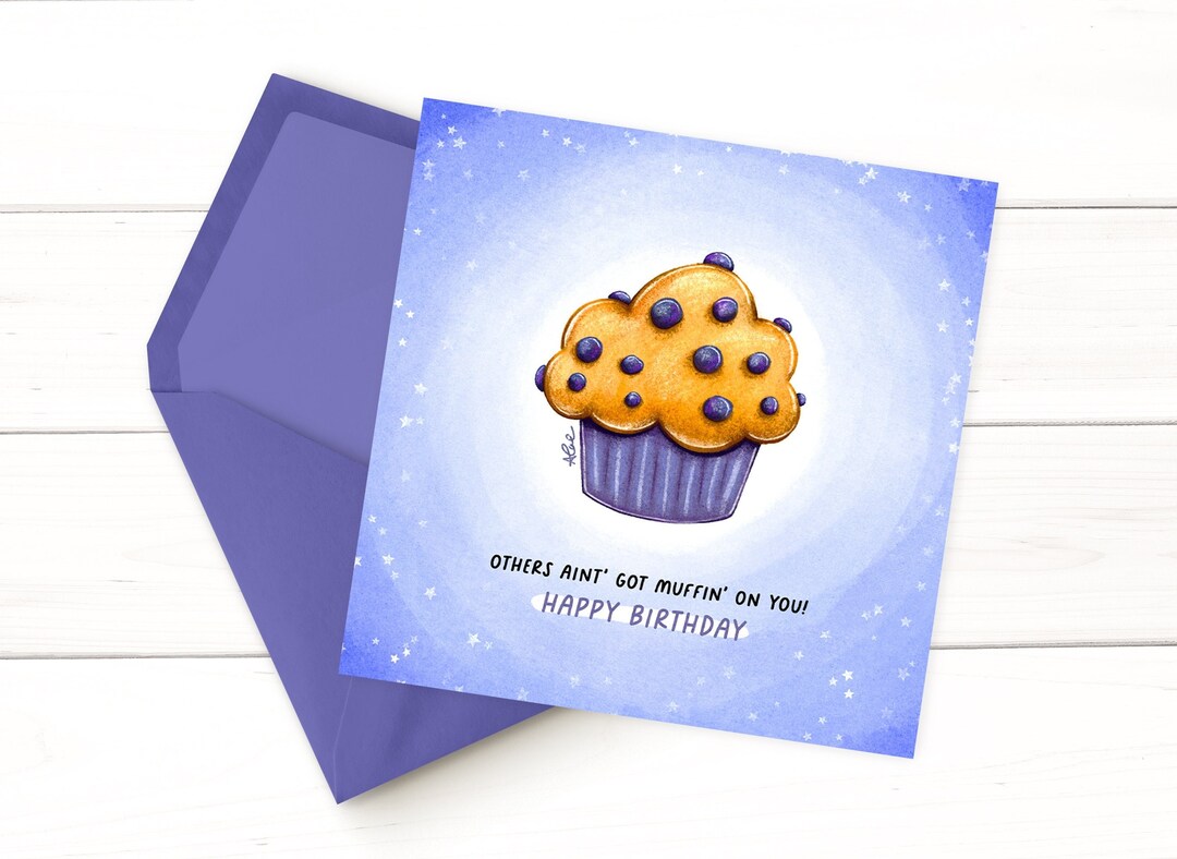 Printable Birthday Card Muffin Greetings Card Etsy