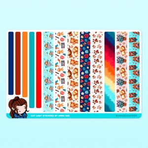 Stickers bandes en Washi pour chats - Feuilles d'autocollants pour amoureux des chats pour agendas et journaux intimes