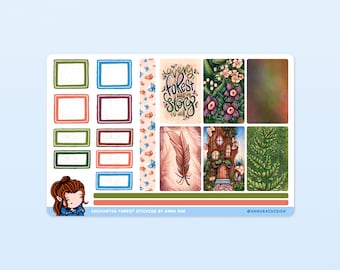 Enchanted Forest Boxes Planner Stickers - Woodland Fairy Sticker Sheets for Planners and Journals
