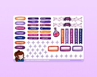 Vampire Functional Planner Stickers - Cute Halloween Sticker Sheets for Planners and Journals