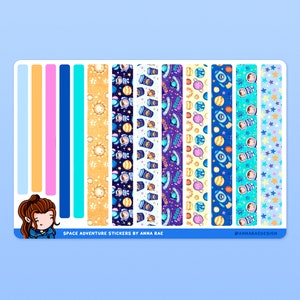 Adesivi Washi Strip di Space Adventures - Foglio adesivo Washi Tape Galaxy Planner