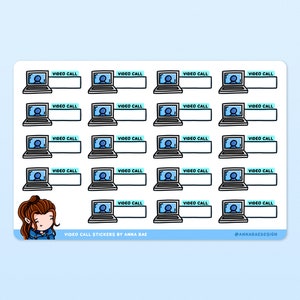 Stickers videogesprek: stickervel virtuele vergadering, zoom, teamherinnering voor planners en dagboeken