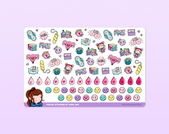 Period Tracker Planner Stickers - Monthly Cycle Stickers for Journals and Planners, Fertility Tracking