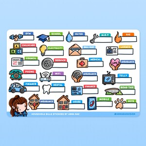 Stickers huishoudelijke rekeningen - stickervellen budgettracker voor boekhoudboeken en notitieboeken