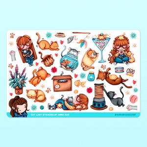 Stickers chats - Feuilles d'autocollants pour amoureux des chats pour agendas et journaux intimes