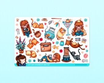 Cat Stickers - Cat Lover Sticker Sheets for Planners and Journals