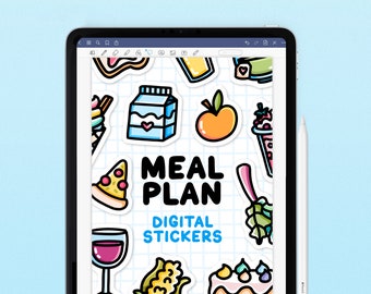 Digital Meal Plan Sticker Book - Goodnotes File with 174 Stickers, Cropped PNGs included