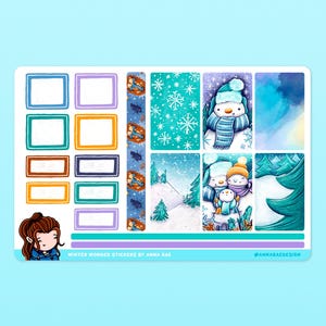 Winter Wonders Box Planner Stickers - Cute Winter Sticker Sheets for Notebooks and Journals