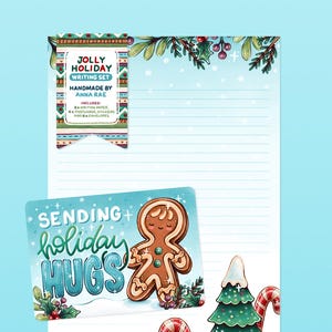 Set di scrittura natalizia Jolly Holiday - Cancelleria natalizia, kit per posta ordinaria, Happy Mail, carta da lettere