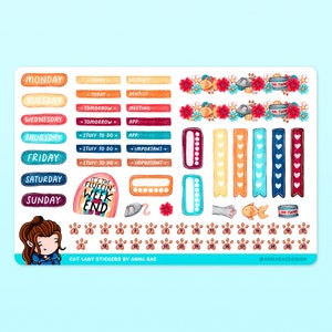 Cat Functional Stickers - Cat Lover Sticker Sheets for Planners and Journals