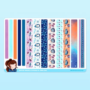 Winter Wishes Washi Strip Pegatinas - Hojas de cinta Washi de invierno para planificadores y diarios